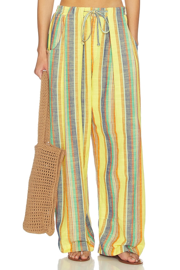 view 1 of 6 Chambers Laid Back Stripe Pant in Butter Yellow Combo