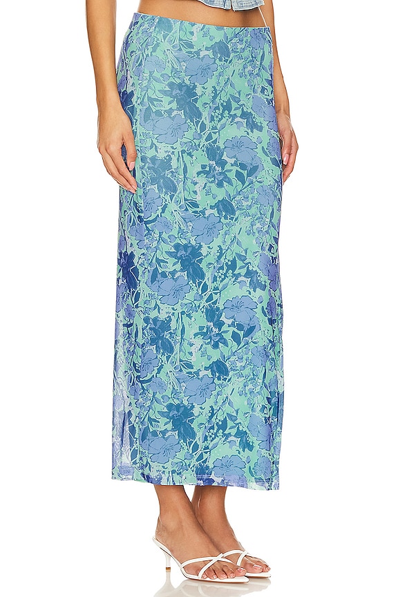 view 2 of 4 FALDA MIDI FREE PEOPLE ROSALIE in Teal Combo Rosalie