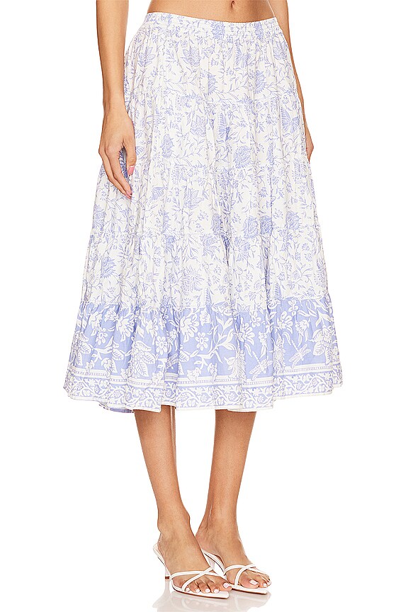 view 2 of 4 FALDA MIDI ESTAMPADA FREE PEOPLE FULL SWING in Blue Heron Combo