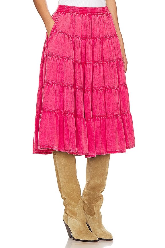 view 2 of 4 FALDA MIDI FREE PEOPLE FULL SWING in Dragonfruit Sorbet
