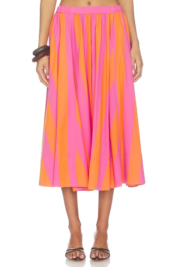 view 2 of 6 x free-est Lowen Striped Midi Skirt In Pink Combo in Pink Combo