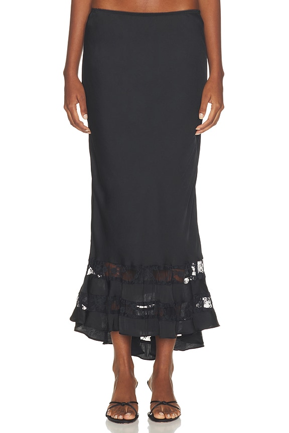 view 2 of 7 Long Lost Lover 1/2 Slip Skirt in Black