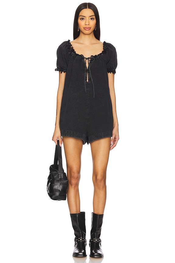 view 2 of 4 x We The Free Daisy Denim Babydoll Romper in Star Crossed
