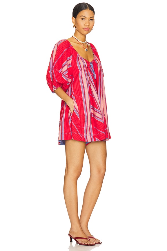 view 2 of 3 Bop Around Romper in Seaside Stripe Red Combo