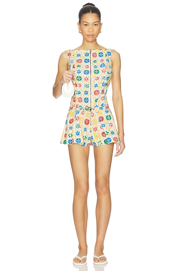 view 1 of 3 Dune Dancer Printed Romper in Buttercream Combo