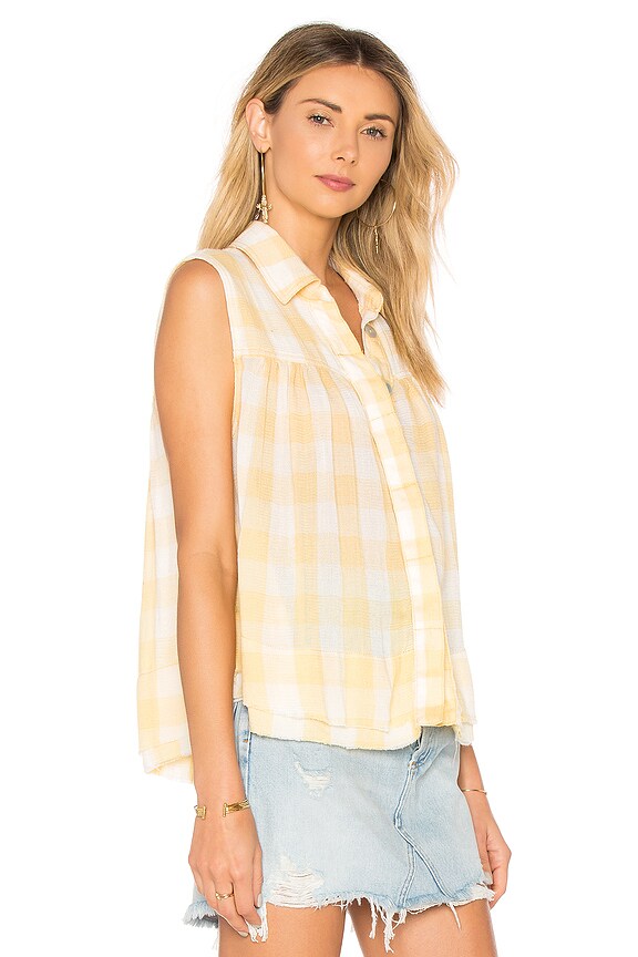 Sunset Button Down Free People Hey There Sunrise Button Down in Yellow | REVOLVE