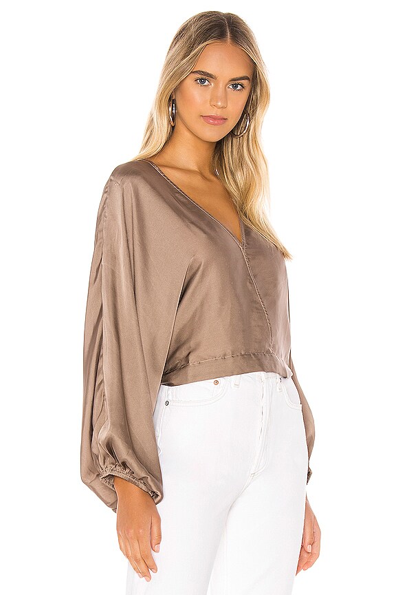 view 2 of 4 Midnight Vibes Blouse in Mushroom