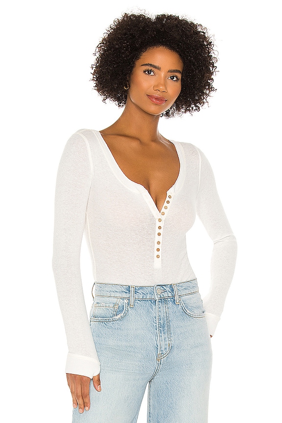 Free People Dylan Thermal Bodysuit in Ivory | REVOLVE