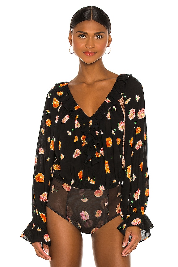view 2 of 5 Poppy Printed Bodysuit in Black Combo