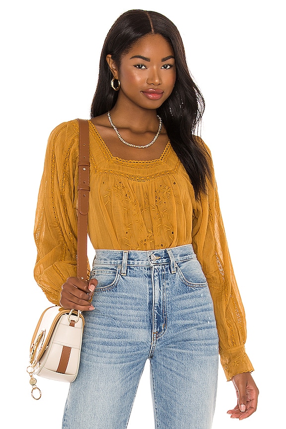 Free People Faraway Fields Top in Golden Syrup | REVOLVE