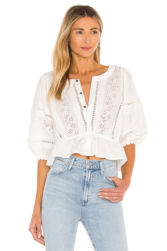 Free People Daisy Chain Eyelet Top in Ivory | REVOLVE