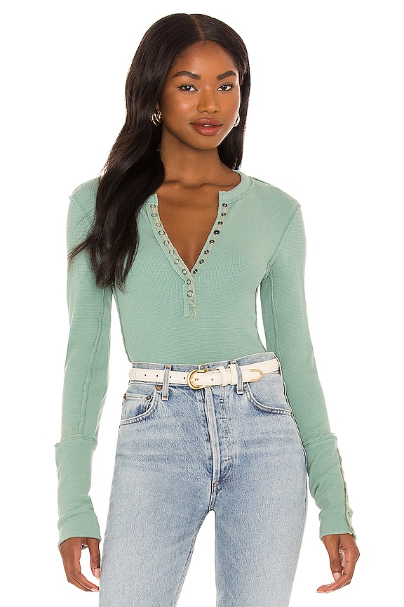 Free People Nailed It Henley Tee in Mountain Green | REVOLVE
