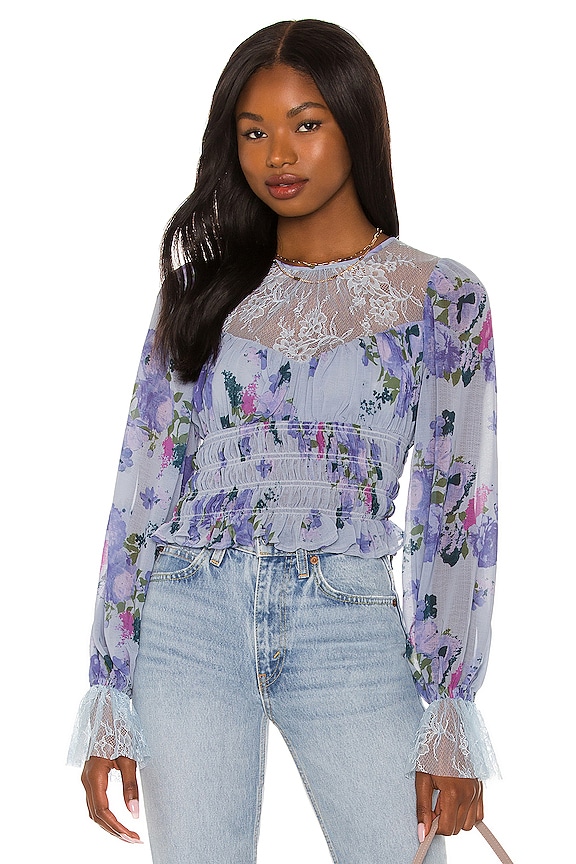 view 1 of 4 Daphne Blouse in Silver Blue Combo