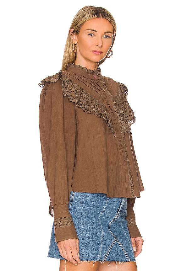 view 2 of 4 Hit The Road Blouse in Coffee Date