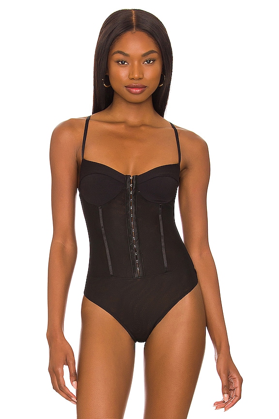 view 2 of 5 Night Rhythm Corset Bodysuit in Black