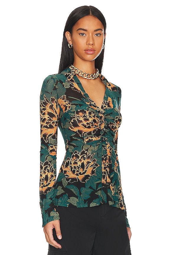 view 2 of 4 FREE PEOPLE LUCKY ボタンアップシャツ in Black Bloom