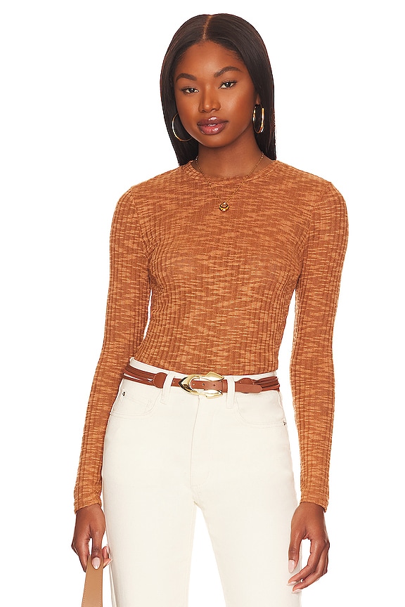 Free People Aura Layering Top in Maple Coffee | REVOLVE