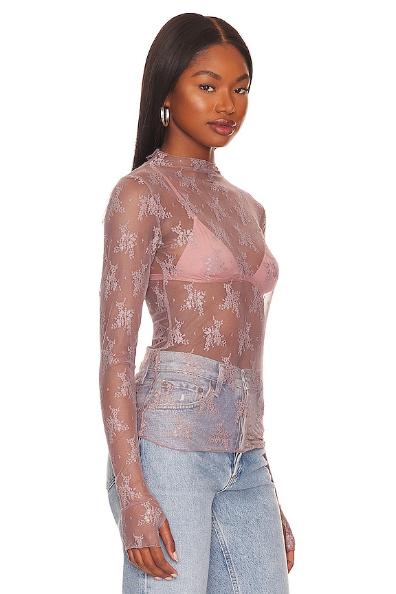 view 2 of 4 TOP TRANSPARENT MANCHES LONGUES FREE PEOPLE LADY LUX in Sugar Maple