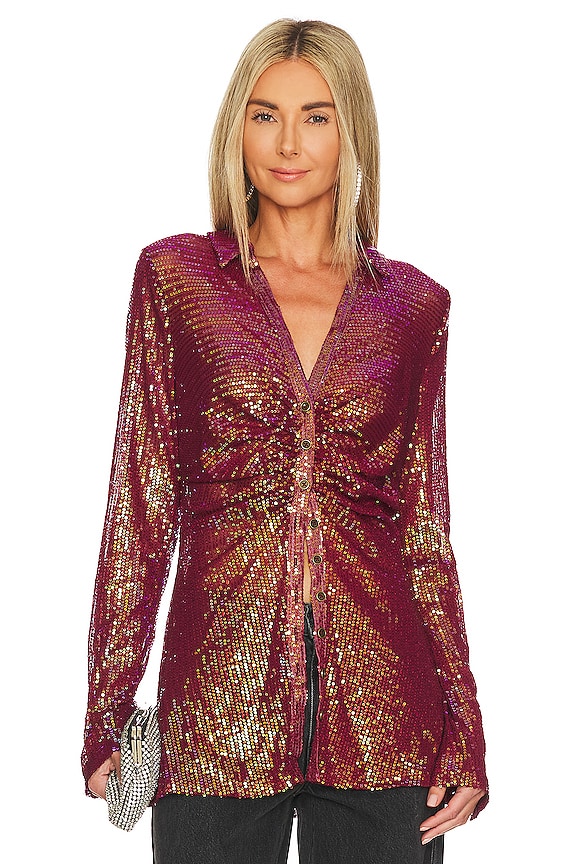 view 2 of 6 Sequin Shirtee Top in Dark Rhubarb