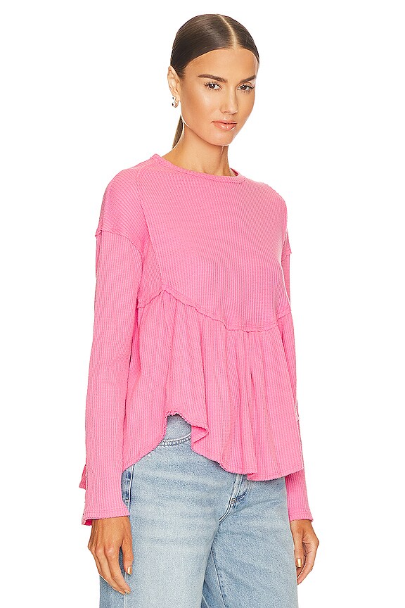 view 2 of 4 TOP MANCHES LONGUES FREE PEOPLE OH MY BABYDOLL in Pink Carnation