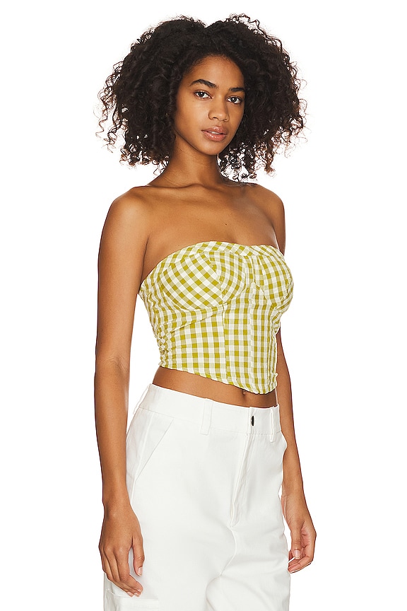 view 2 of 4 FREE PEOPLE LEILANI 튜브 탑 in Green Gingham