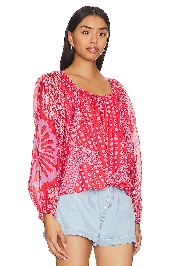 view 2 of 4 FREE PEOPLE ELENA トップ in Fiery Red Combo