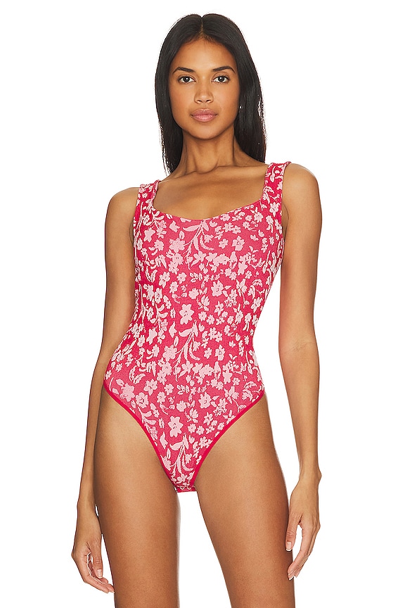 view 2 of 5 X Intimately FP Clean Lines Printed Bodysuit in Scarlet Combo