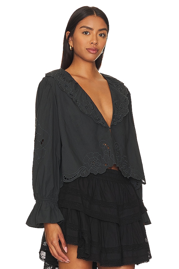 view 2 of 4 TOP BRODÉ FREE PEOPLE MAISIE in Black