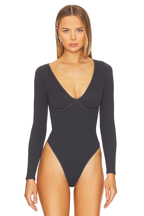 view 2 of 5 x Intimately FP Meg Seamless V-neck Bodysuit in Obsidian