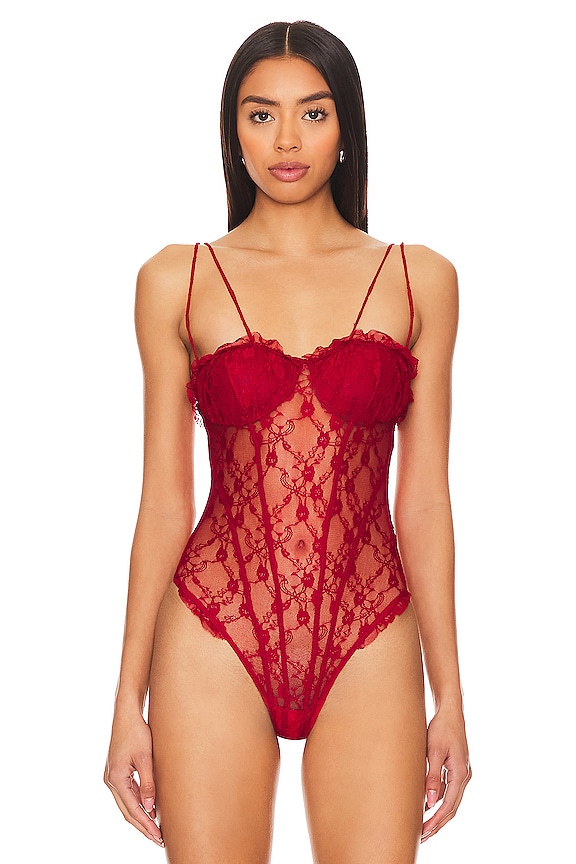 view 2 of 5 x Intimately FP If You Dare Bodysuit In Cranberry in : Cranberry