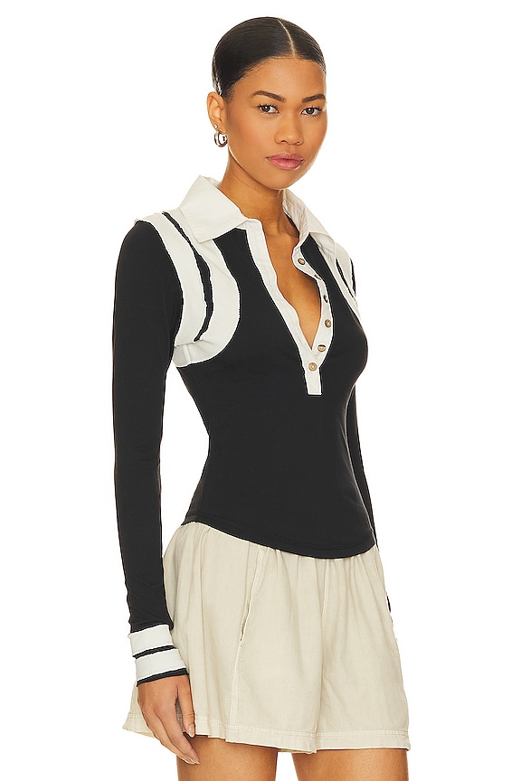 view 2 of 4 Wednesday Polo Top in Black Combo