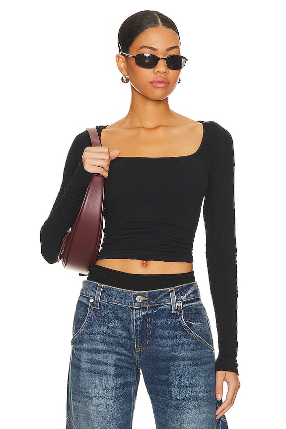 Free People x Intimately FP Have It All Long Sleeve In Washed Black in ...