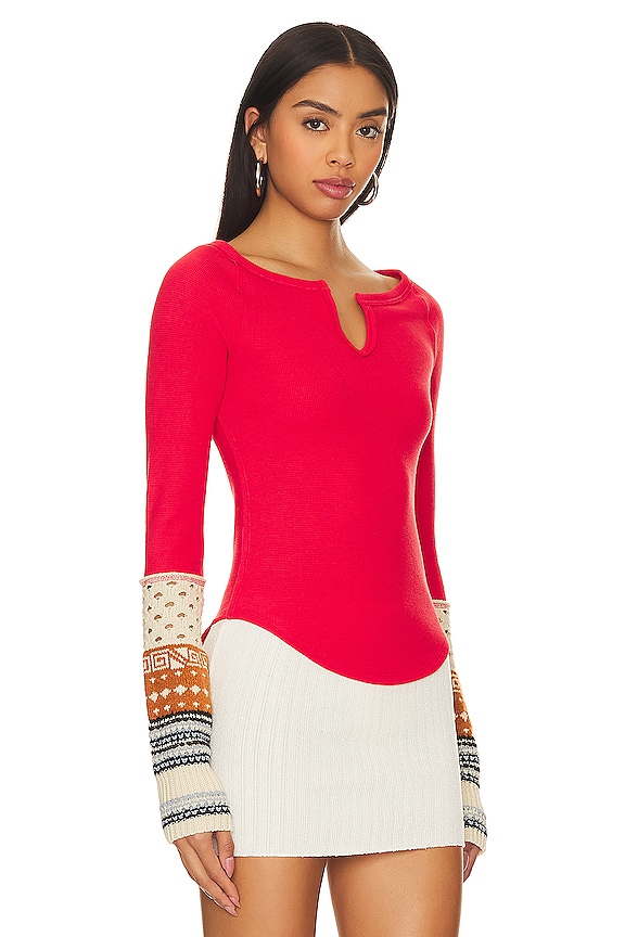 view 2 of 4 Cozy Craft Cuff Top in Red Combo