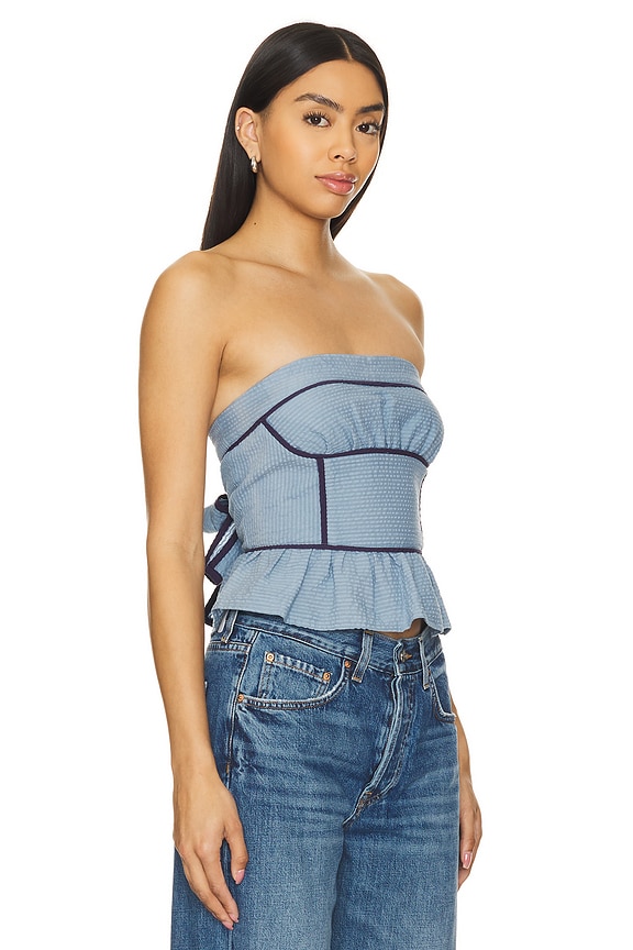 view 2 of 4 FREE PEOPLE TARA 튜브 탑 in Faded Denim