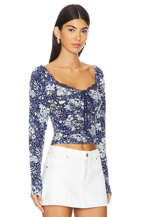 view 2 of 4 ТОП FREE PEOPLE LAYER IT ON ME in Blue Combo