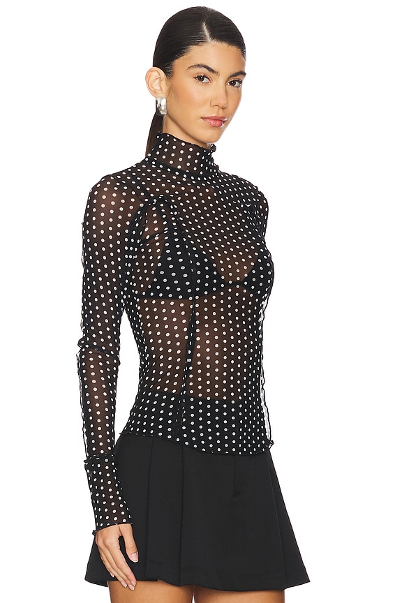 view 2 of 5 Charlie Printed Mesh Top in Luna Dot