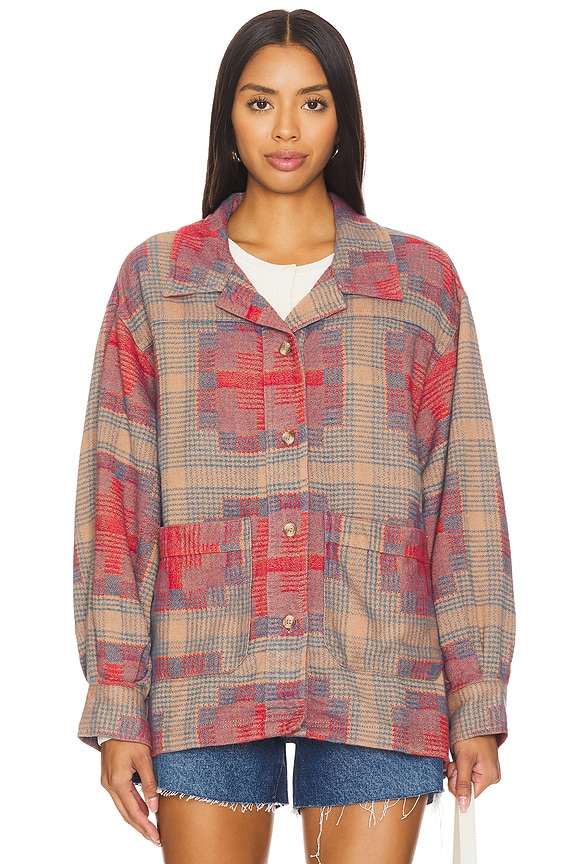 view 2 of 6 FREE PEOPLE KEEP IT COZY シャツ in Red Combo