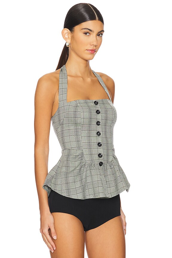 view 2 of 4 Anastasia Plaid Top in Grey Combo