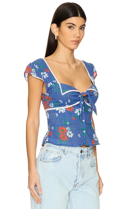 view 2 of 4 Call Me Baby Blouse in Blue Quartz Daisy