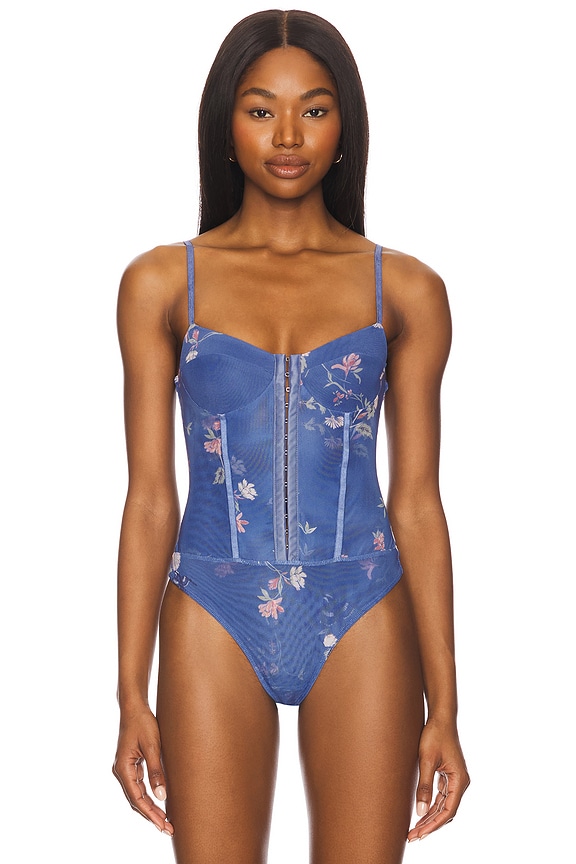 view 2 of 5 INTIMATELY FP PRINTED NIGHT RHYTHM 프린트 바디수트 in Blue Floral Combo
