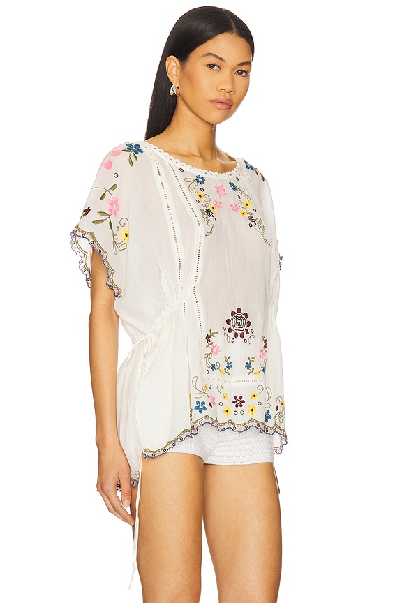 view 2 of 5 TOP BRODÉ FREE PEOPLE DANIELLE in Cloud Dancer