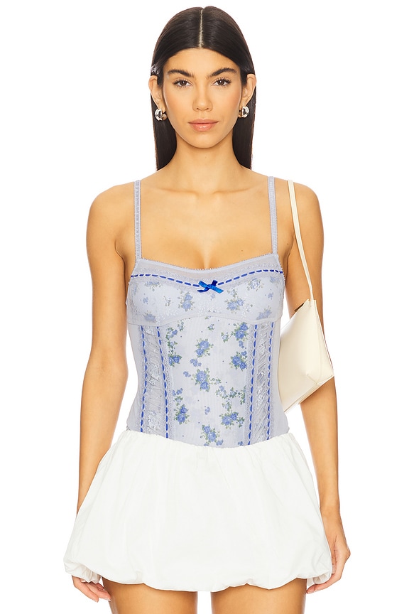 view 1 of 5 Sara Corset Bodysuit in Blue Combo
