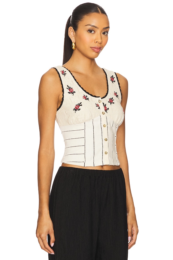 view 2 of 4 Rose Bud Knit Top in Ivory Combo