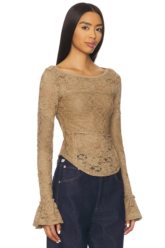 view 2 of 4 Lace Layering Long Sleeve in Dutch Cocoa