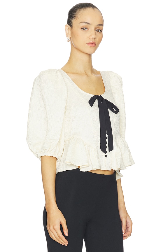 view 2 of 4 Pamela Bow Top in White Alyssum