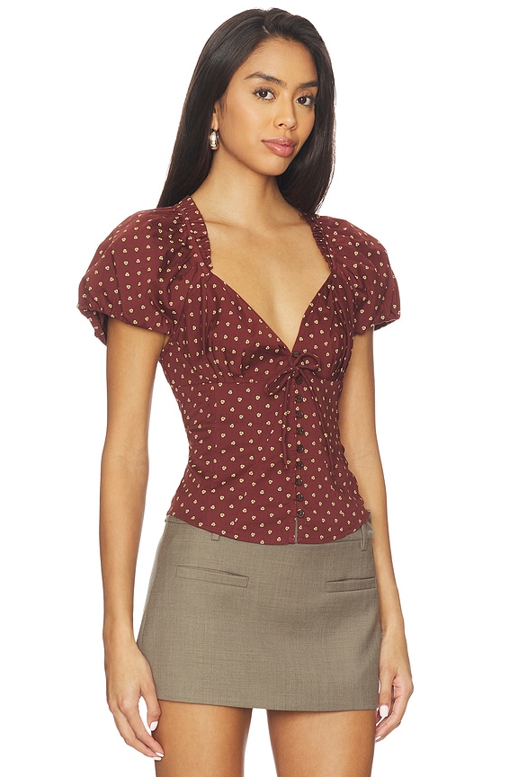 view 2 of 5 Summer Printed Blouse in Chocolate Combo