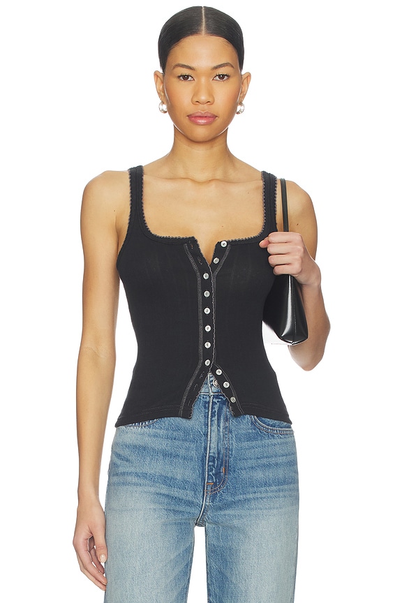 view 1 of 4 End Game Pointelle Tank in Black