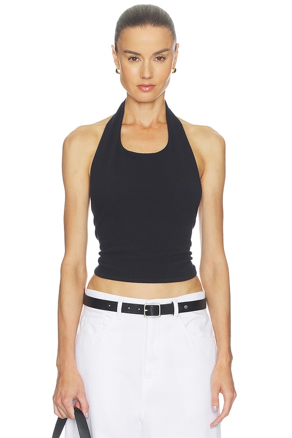 view 2 of 5 Round Two Pique Halter in Black
