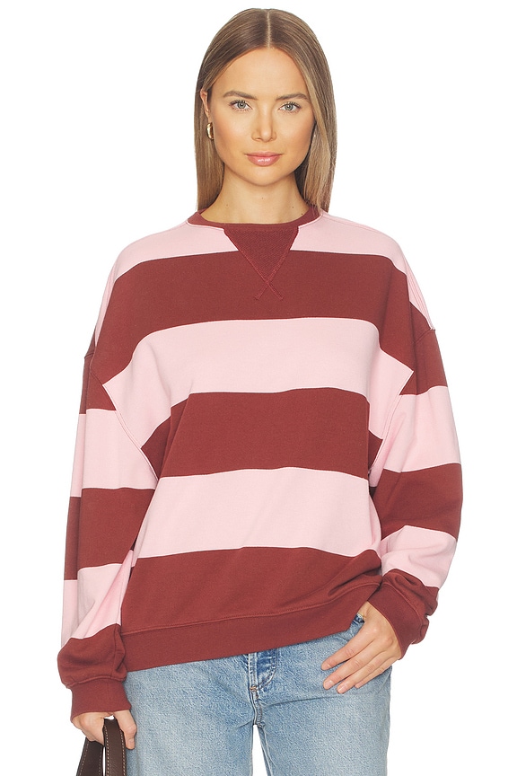 view 1 of 4 Classic Stripe Crew Wide in Strawberry Wine Combo