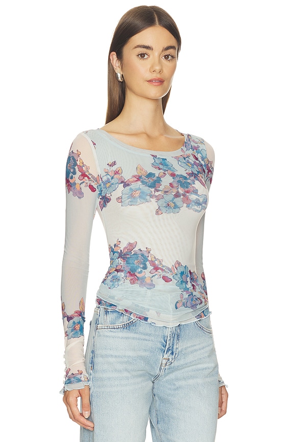 view 2 of 4 Lilly Printed Long Sleeve Top in Frost Combo